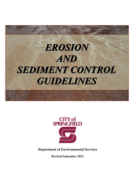 Erosion and Sediment Control Guidelines