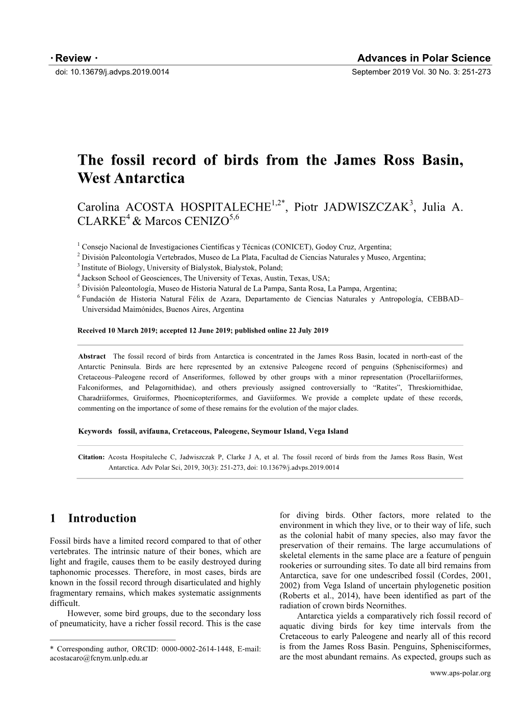 The Fossil Record of Birds from the James Ross Basin, West Antarctica