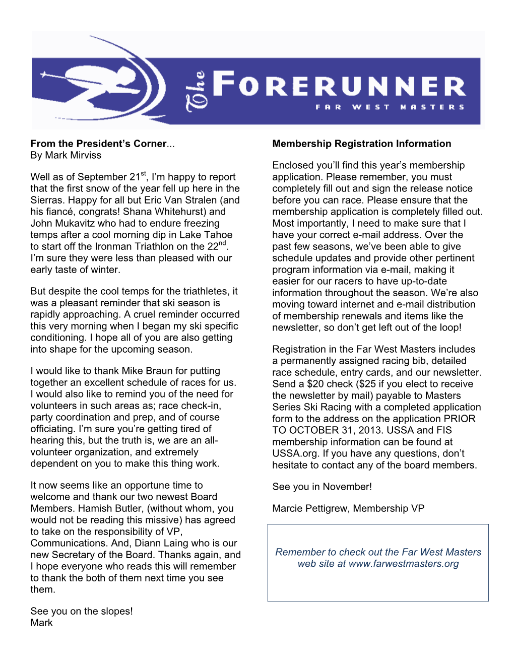 Fall 2013 Forerunner Final