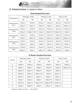 Oral Session Overview E-Poster Session Overview