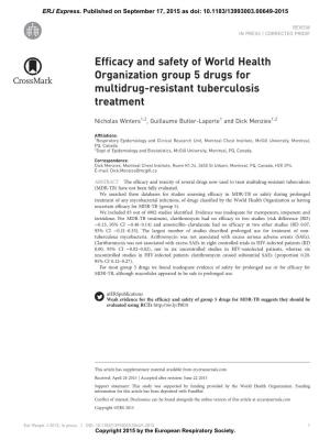 Efficacy and Safety of World Health Organization Group 5 Drugs for Multidrug-Resistant Tuberculosis Treatment