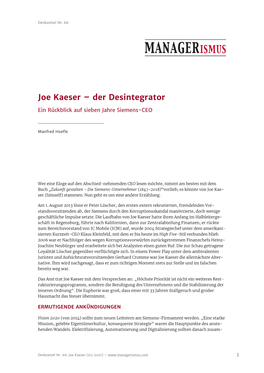 Joe Kaeser – Der Desintegrator