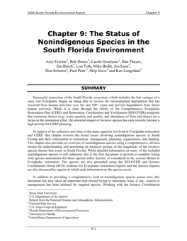 Chapter 9: the Status of Nonindigenous Species in the South Florida Environment