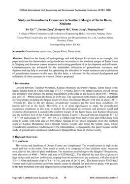 Study on Groundwater Occurrence in Southern Margin of Tarim Basin, Xinjiang