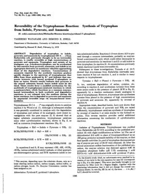 Synthesis of Tryptophan from Indole, Pyruvate, and Ammonia (E