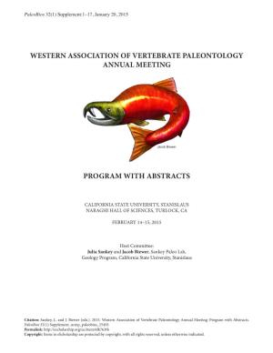 Western Association of Vertebrate Paleontology Annual Meeting