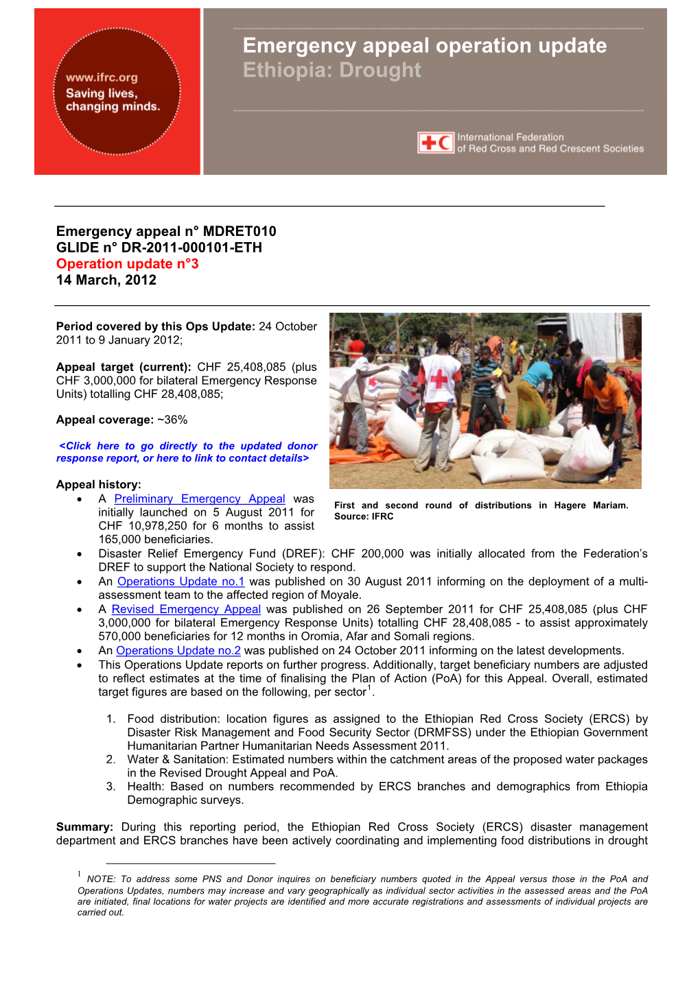 Emergency Appeal Operation Update Ethiopia: Drought