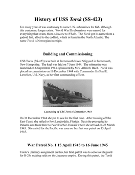 History of USS Torsk (SS-423)