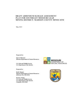 Draft Addendum Damage Assessment Plan for Southeast Missouri Lead Mining District: Madison County Mines Site