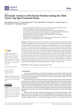 Kinematic Analysis of the Racket Position During the Table Tennis Top Spin Forehand Stroke
