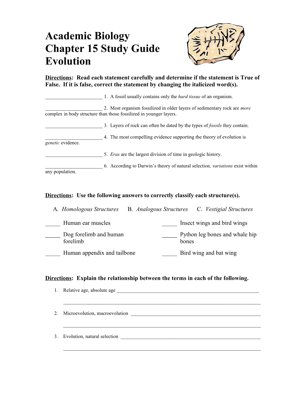 Chapter 15 Study Guide