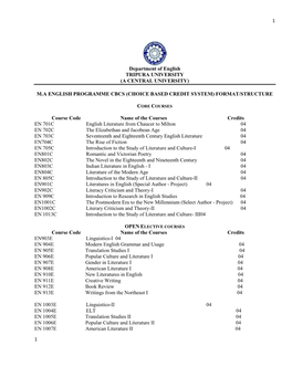 Ma English Programme Cbcs (Choice Based Credit System)