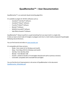 Quadremesher™ – User Documentation
