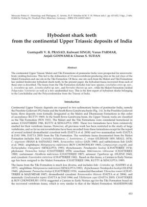 Hybodont Shark Teeth from the Continental Upper Triassic Deposits of India