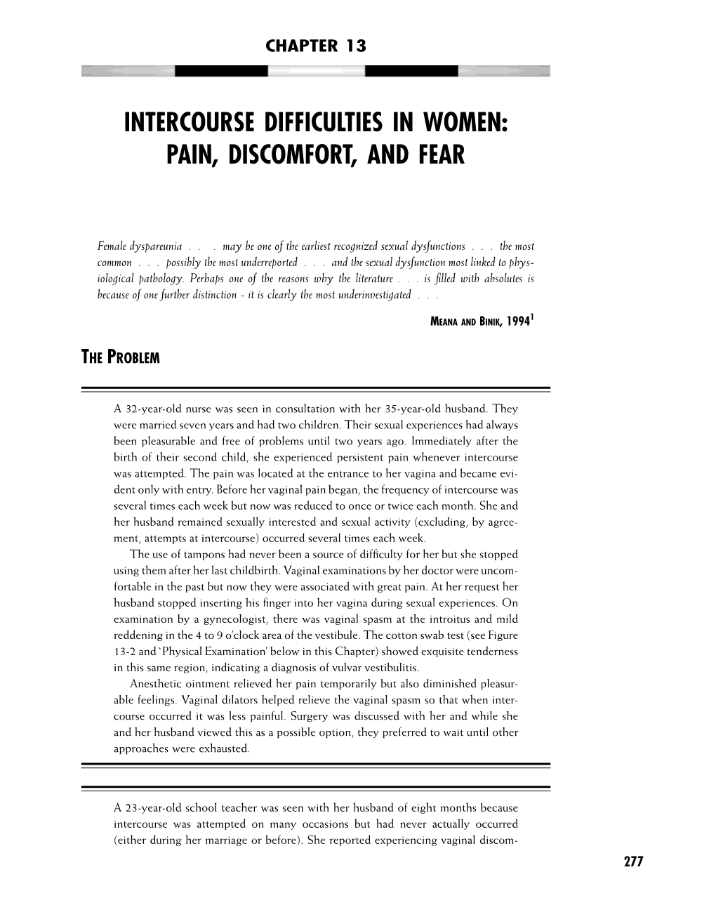 Intercourse Difficulties in Women: Pain, Discomfort, and Fear