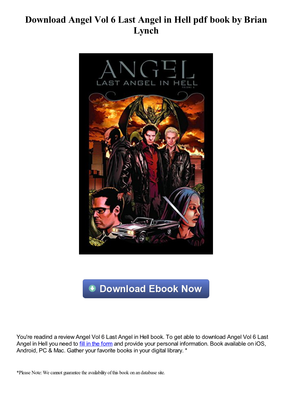Download Angel Vol 6 Last Angel in Hell Pdf Ebook by Brian Lynch