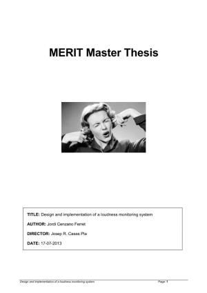 MERIT Master Thesis