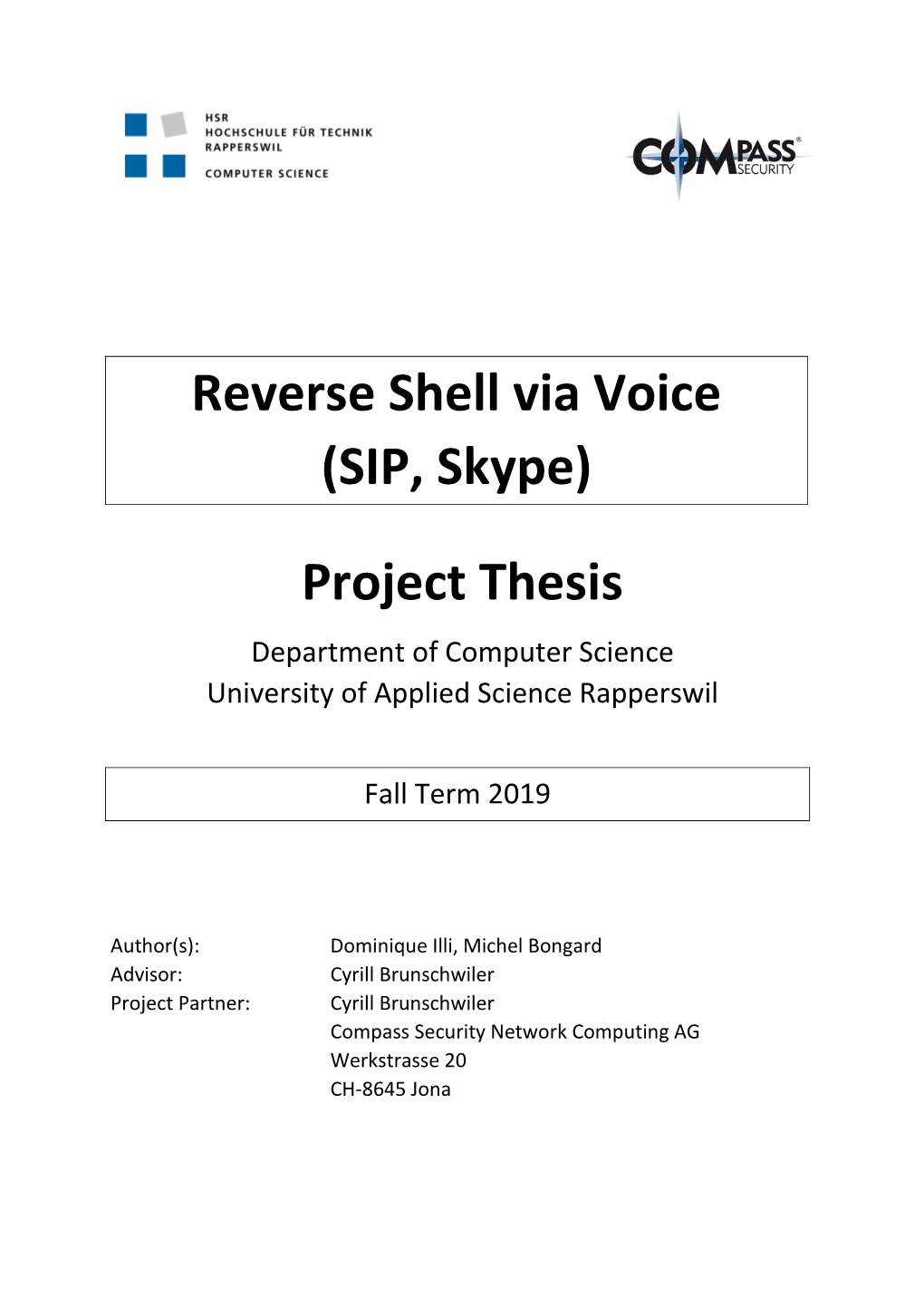 Reverse Shell Via Voice (SIP, Skype) Project Thesis