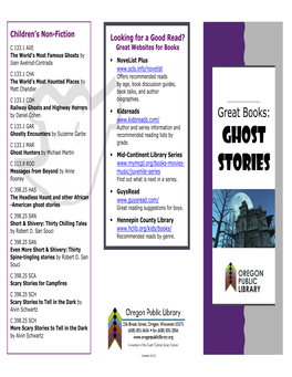 Ghost Stories Great Reading Suggestions for Boys