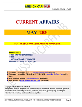 Current Affairs May 2020