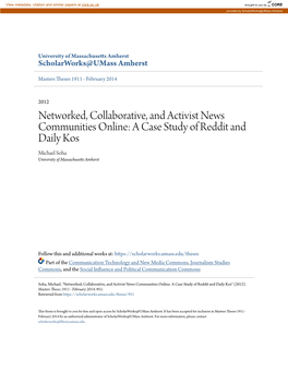 A Case Study of Reddit and Daily Kos Michael Soha University of Massachusetts Amherst