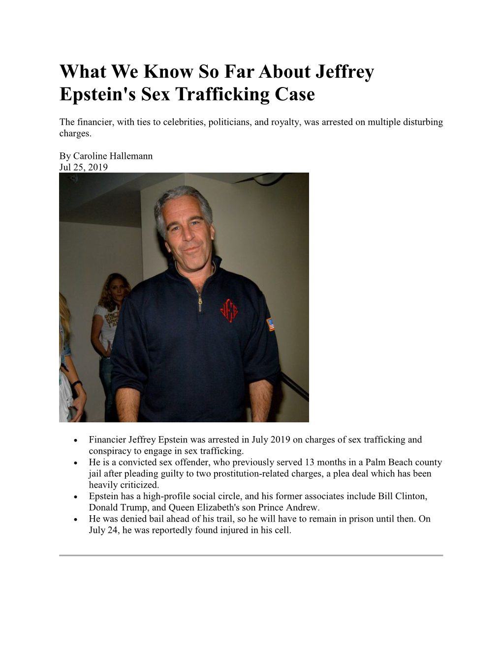 What We Know So Far About Jeffrey Epstein S Sex Trafficking Case Docslib