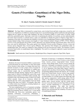 Small Carnivores, Genet Taxonomy, Morphological Keys, Integrative Approach, Niger Delta, Nigeria