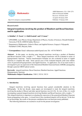 Integral Transforms Involving the Product of Humbert and Bessel Functions and Its Application