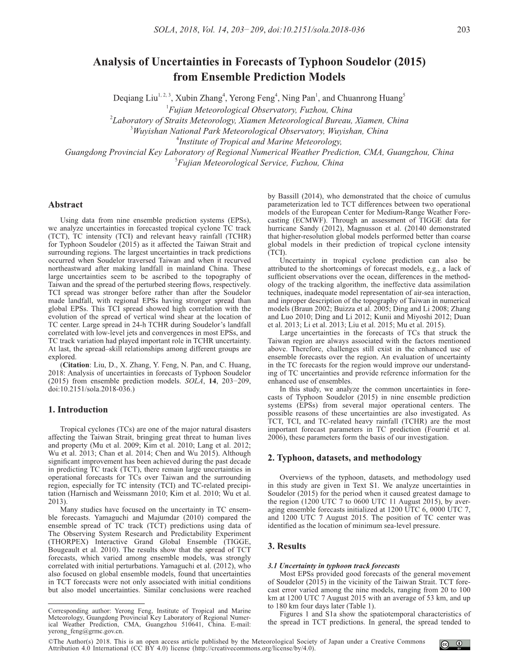 Analysis of Uncertainties in Forecasts of Typhoon Soudelor (2015) from Ensemble Prediction Models