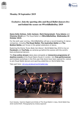 World Ballet Day 2019 Press Release