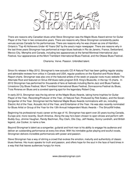 There Are Reasons Why Canadian Blues Artist Steve Strongman Was the Maple Blues Award Winner for Guitar Player of the Year in Two Consecutive Years