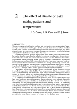 2 the Effect of Climate on Lake Mixing Patterns and Temperatures