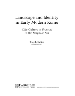 Landscape and Identity in Early Modern Rome