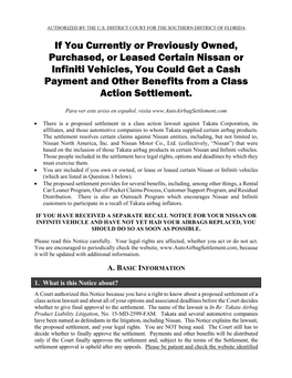 Nissan Settlement Notice