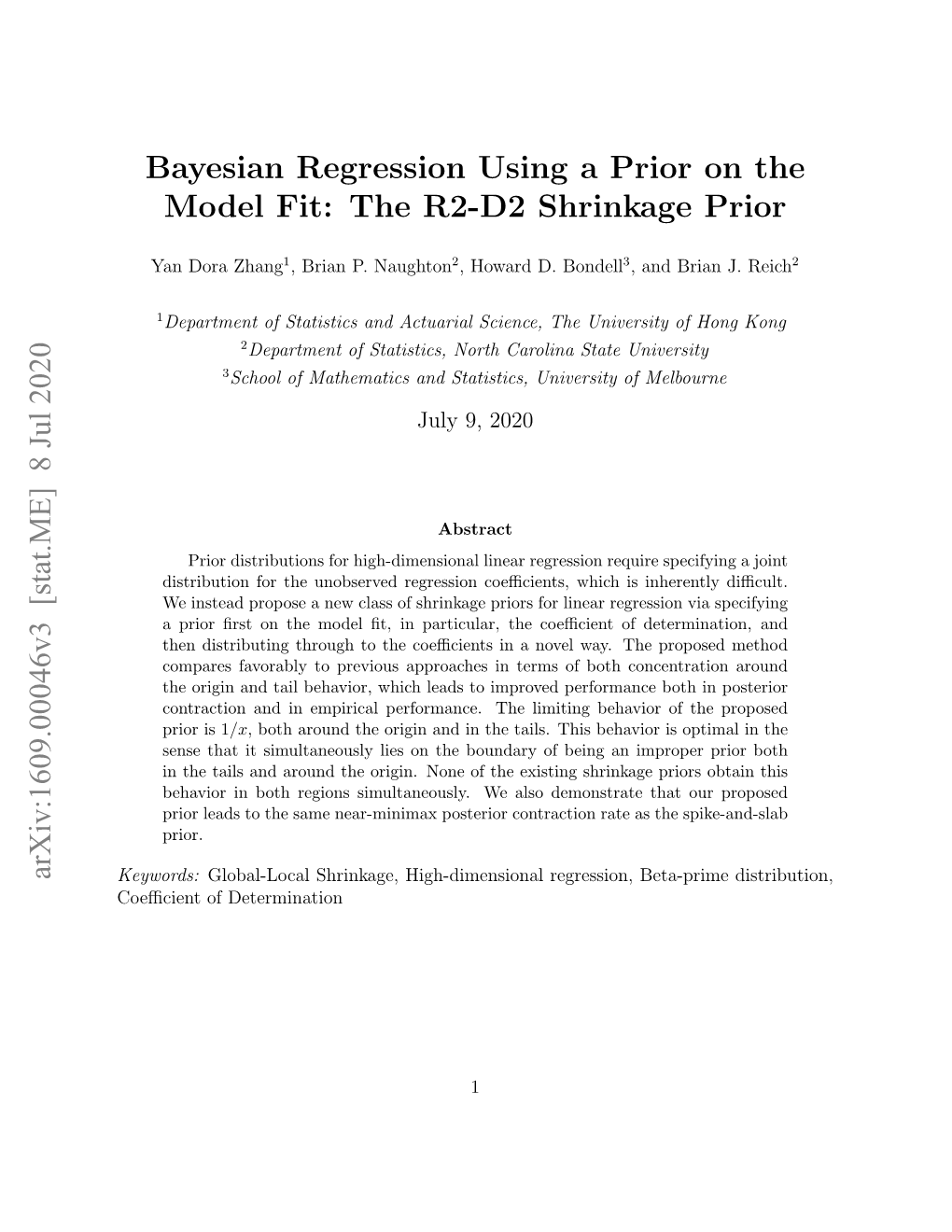 Bayesian Regression Using a Prior on the Model Fit: the R2-D2 Shrinkage Prior