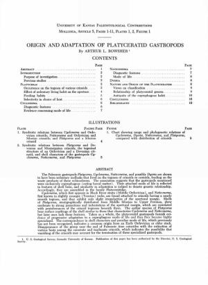 ORIGIN and ADAPTATION of PLATYCERATID GASTROPODS by ARTHUR L