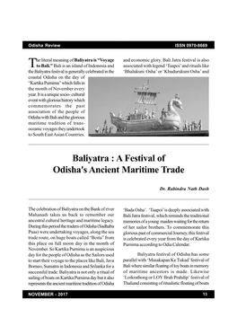Baliyatra : a Festival of Odisha's Ancient Maritime Trade