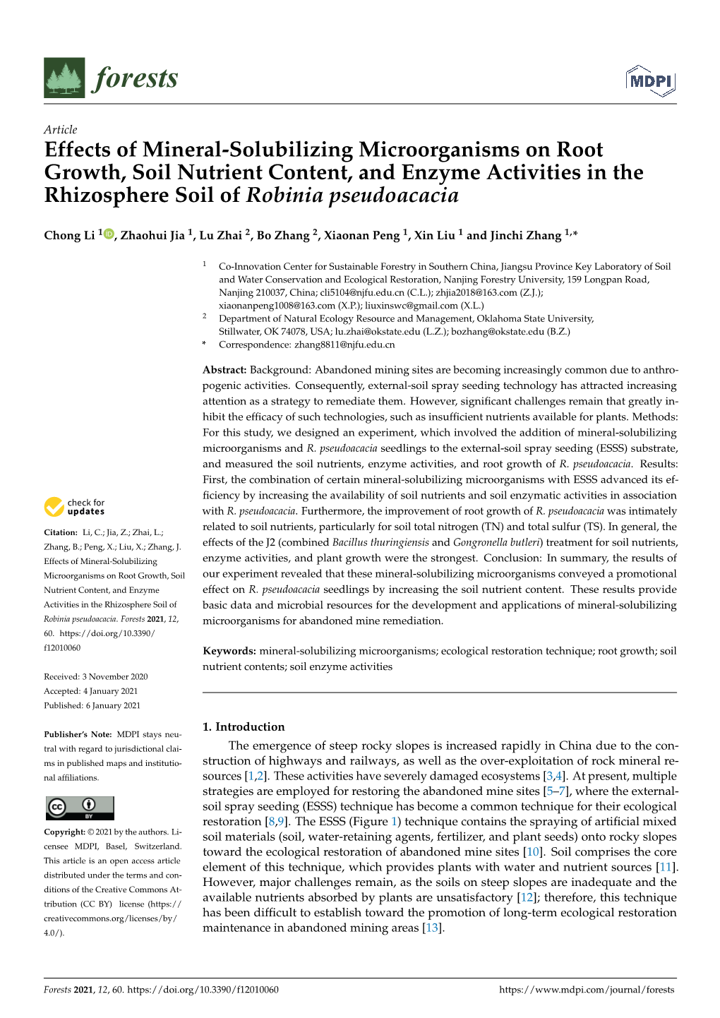 Effects of Mineral-Solubilizing Microorganisms on Root Growth, Soil Nutrient Content, and Enzyme Activities in the Rhizosphere Soil of Robinia Pseudoacacia