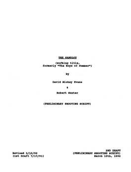 THE SANDLOT (Wotking Title, Formerly "The Boys of Summer") Revised 3/Io/92 (1St Draft 7/17/91) by David Mickey Evans R