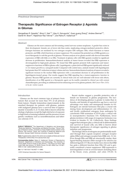 Therapeutic Significance of Estrogen Receptor B Agonists in Gliomas