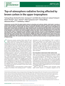 Top-Of-Atmosphere Radiative Forcing a Ected by Brown Carbon in the Upper