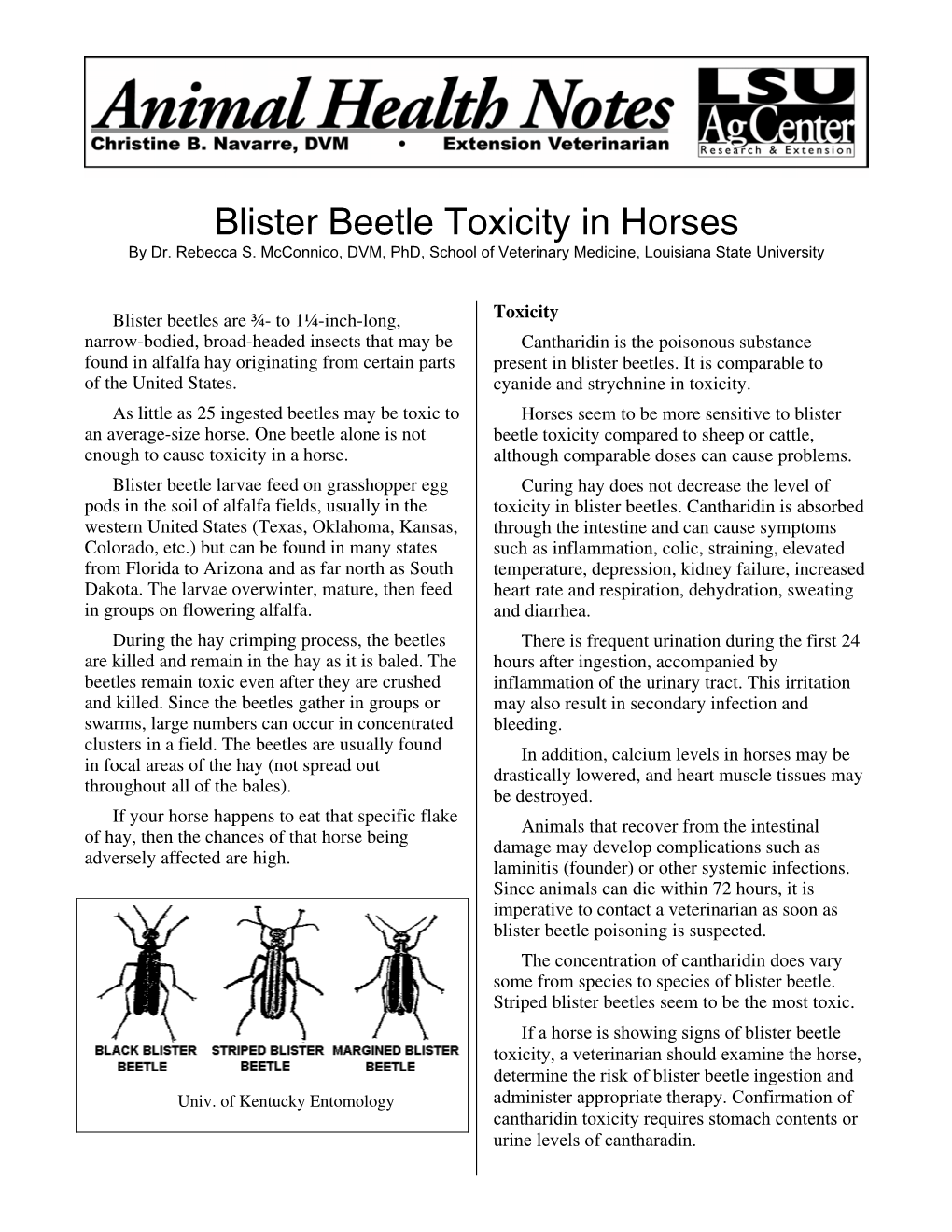 Blister Beetle Toxicity in Horses by Dr