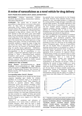 A Review of Nanocellulose As a Novel Vehicle for Drug Delivery David V