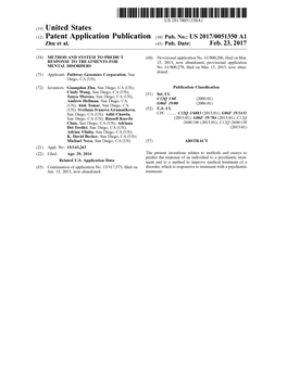 (12) Patent Application Publication (10) Pub. No.: US 2017/0051350 A1 Zhu Et Al