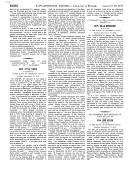 CONGRESSIONAL RECORD— Extensions of Remarks E2292 HON