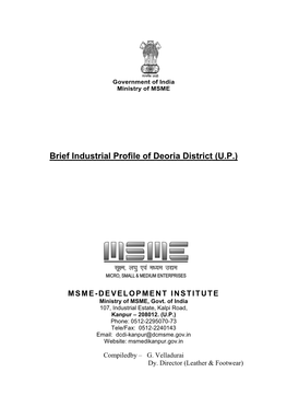 Brief Industrial Profile of Deoria District (U.P.)