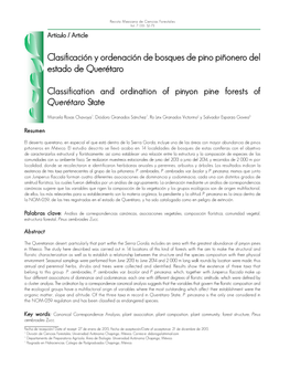 Clasificación Y Ordenación De Bosques De Pino Piñonero Del Estado De Querétaro