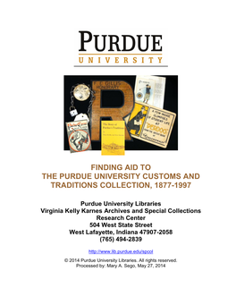 Finding Aid to the Purdue University Customs and Traditions Collection, 1877-1997