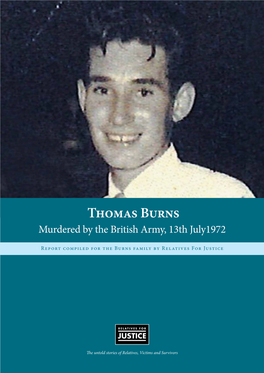 Thomas Burns Murdered by the British Army, 13Th July1972