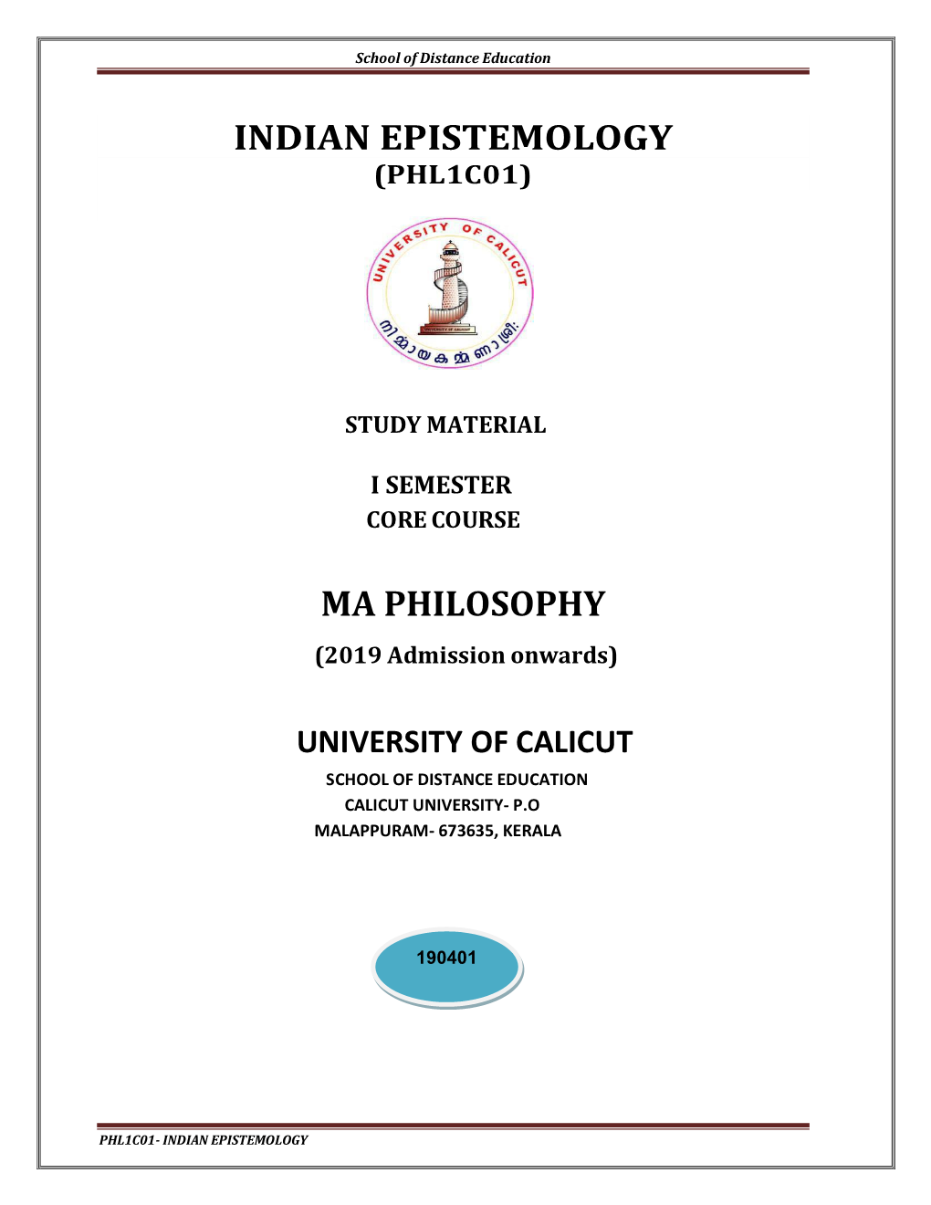 Indian Epistemology Ma Philosophy